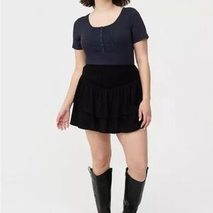 Black Tiered Mini Skirt with Shorts